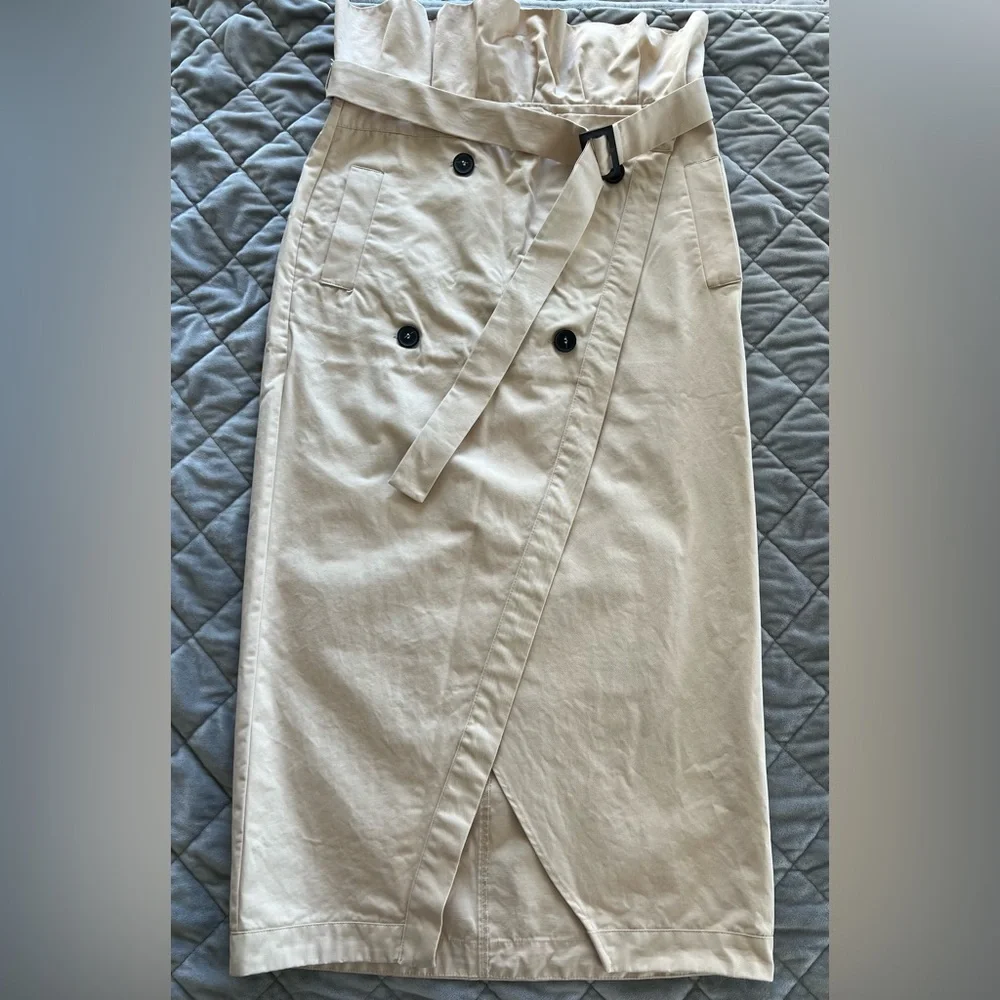 ZARA paperbag gabardine skirt L - Picture 5 of 12
